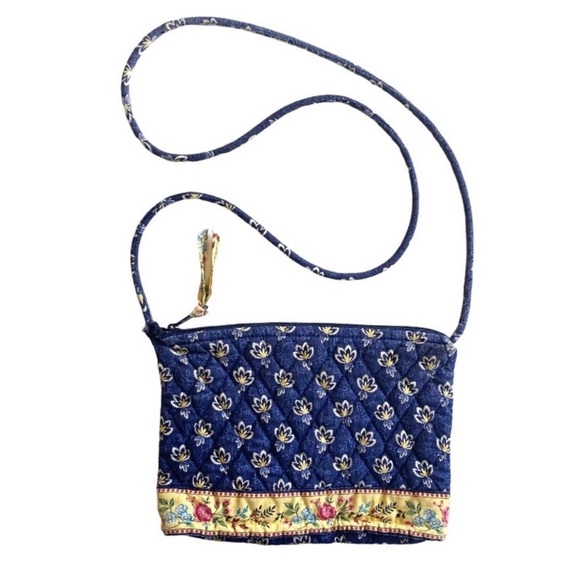 Vera Bradley Blue and Yellow Floral Print Maison Blue Petite Bag Retired - Picture 3 of 8